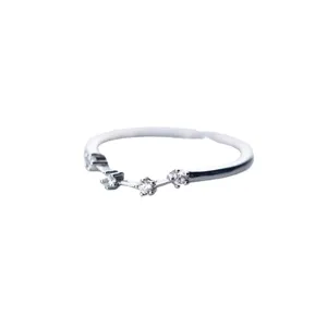 Minimalist silver-plated adjustable ring with zircon constellation pattern