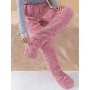 Pantalones de Pijama de Forro Polar Coral Espesado para Mujer Cálidos de Invierno