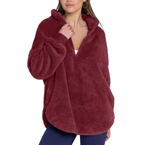 Pull pelucheux pour femme sweat à capuche fermeture éclair hiver chaud vêtement mode
