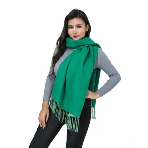 Damen Wende Farbblock Dick Lang Fransen Schal Weich Warm Winter Stricken Schultertuch Wrap Westlichen Mode Pendeln Zubehör