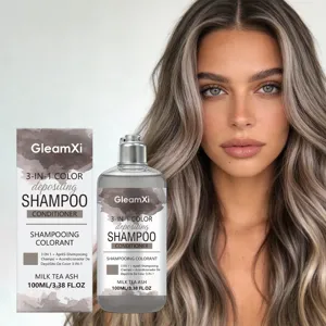 GleamXi 3-in-1 Haarfärbeshampoo, natürliche Farbablagerung, glatte und leichte Pflege.