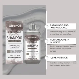 GleamXi 3-in-1 Farbabscheide-Shampoo und Conditioner Set, Milch-Tee-Asche, 100ml