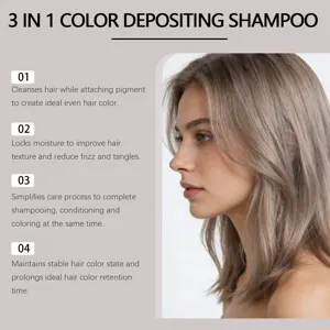Detailansicht der 3-in-1 Farbeduzierungs-Shampoo Eigenschaften zur effektiven Haarpflege.