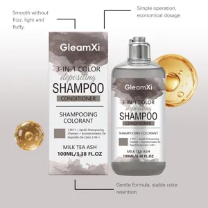 Detailansicht des Haarfärbe-Shampoos in Milch-Tee-Asche, 100ml Flaschenverpackung.