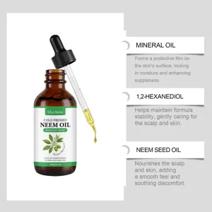 OceAura 60ml Neemöl Detailansicht mit Inhaltsstoffen, pflegende Haar- und Hautformel.