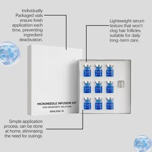Micro infusion hair regrowth serum kit with 9 vials for daily scalp care and nourishing.