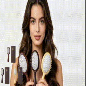 Ensemble de brosse à cheveux pneumatique avec manche en bois pour massage et coiffage quotidien.