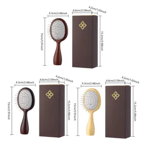 Brosse à cheveux en bois avec coffret cadeau, outil de coiffure de massage antistatique.