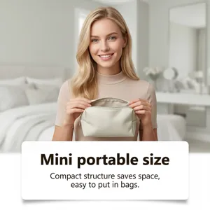 Borsa cosmetica mini portatile con chiusura lampo, pratico astuccio per trucco da viaggio.