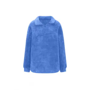 Sweat-shirt polaire bleu femme demi-zip hiver chaud vetement decontracté vue principale