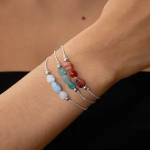 Pulsera Tejida de Piedra Natural Mujer Cristal Irregular Pulsera de Piedra de Nacimiento Tarjeta Significativa Joyería Hecha a Mano