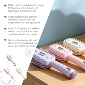 Brosse de massage capillaire à brume électrique avec chauffage stable et trou de suspension.