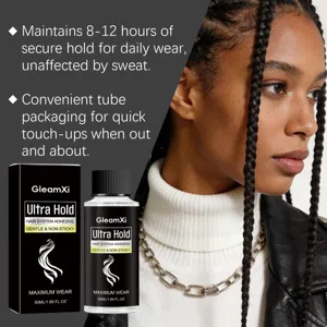 GleamXi Ultra Hold hair system adhesive 50ml, gentle and non-sticky formula for daily wear.