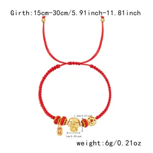 Spécifications de mesures détaillées pour le bracelet tressé rouge porte-bonheur serpent 2025