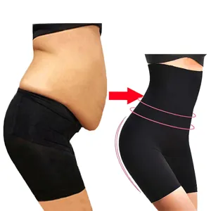 High-waist seamless shapewear detail showing tummy control and hip lifting before and after.