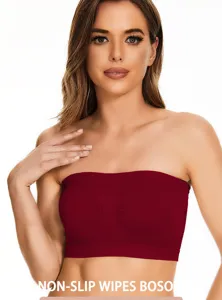 Detail view of breathable mesh strapless bandeau tube top, seamless design for comfort.