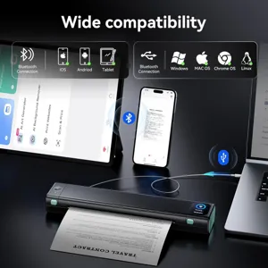 Portable A4 thermal printer with wide compatibility for iOS, Android, Windows, and Mac devices.