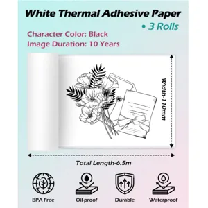 Thermal Printing Paper White Adhesive Continuous Printer Paper Roll Thermal Label Paper Supplies