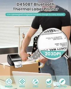 Phomemo D450BT Bluetooth thermal label printer for shipping, lightweight and portable design.