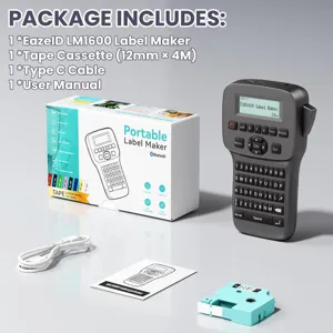 Portable label maker machine with tape cassette and type c cable for office and home use.