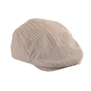Japanese Style Seersucker Stripe Ivy Cap Vintage Casual Flat Hat Summer Streetwear