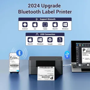 Drahtloser Bluetooth-Thermodrucker für Versandetiketten, kompatibel mit vielen Geräten.