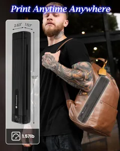 Phomemo imprimante de transfert de tattoo portable vue de detail avec taille et poids.