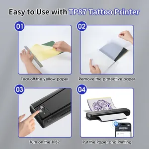 Portable tattoo printer for thermal transfer printing, bluetooth connection for easy use.