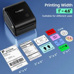 Thermal label printer, 1 inch to 4.6 inch printing width, bluetooth barcode maker.