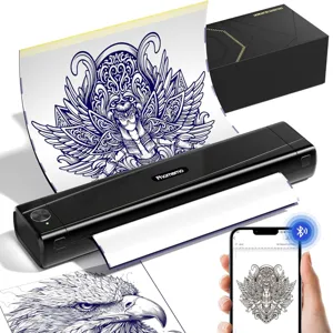 Phomemo portable bluetooth thermal tattoo printer detail, compact stencil machine for pro use.