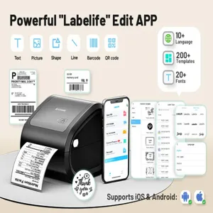 Bluetooth thermal shipping label printer, wireless barcode sticker maker for business.