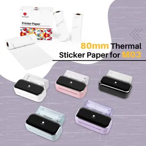 Phomemo 80mm thermal sticker paper roll for M03 portable printer, high quality adhesive label.