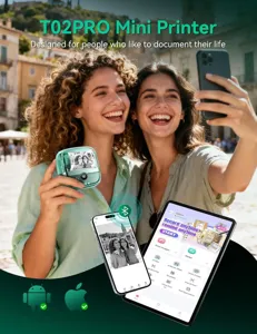 Phomemo T02 PRO mini thermal printer for notes and documents with Bluetooth connectivity.