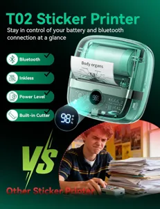 Mini wireless thermal sticker printer with bluetooth connection, inkless portable pocket printer for notes.
