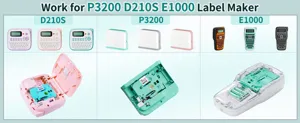 Detailed view of compatible label maker machines and internal tape compartments for office organization.