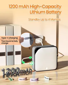 Portable bluetooth label printer with 1200mAh battery, Type-C fast charging for office.