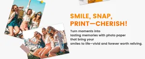 Papel fotográfico compatible y cinta de color para impresiones vívidas y duraderas.