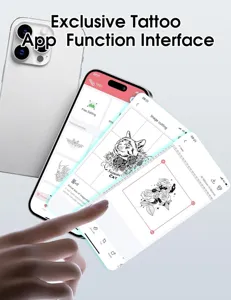 App interface showing editing features for tattoo transfer printer with custom design templates.