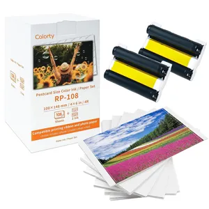 Conjunto de Papel Fotográfico y Cinta de Tinta por Sublimación Térmica para Impresoras Portátiles Artículos de Oficina