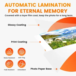 Papel fotográfico compatible para impresoras térmicas Canon, acabado brillante, resistente y duradero.