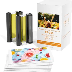 Papel fotográfico de sublimación y cinta compatible 4x6 pulgadas para CP1500 CP1300.
