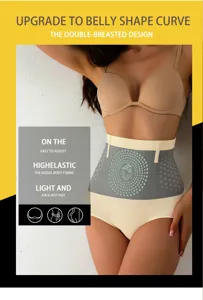 High-waist tummy control shaping panties with seamless breathable fabric for body slimming.