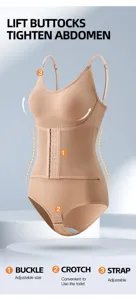 Women seamless shaping bodysuit tummy control waist trainer with adjustable straps detail
