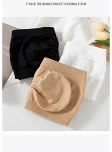 Seamless strapless tube top breathable mesh padded bandeau bra for women daily wear