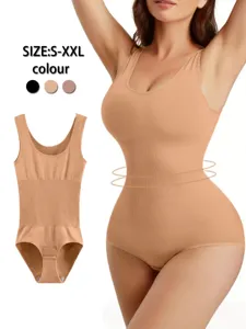 Women seamless shapewear bodysuit tummy control waist trainer underwear detail view.