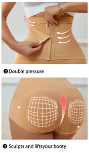 Seamless high-waist tummy control shapewear detail showing double pressure and butt lifting design.
