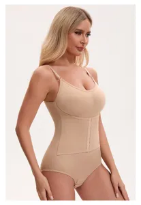 Women camisole button shapewear bodysuit tummy control waist cincher nude body shaper.