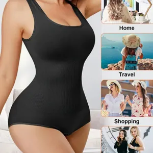 Black seamless body shaper vest shapewear for women tummy control waist trainer bodysuit tops