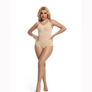 Seamless tummy control shapewear bodysuit V-neck thong shapewear for women slimming waist.