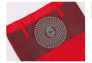 High waist tummy control shapewear panty detail, breathable seamless red slimming underwear.